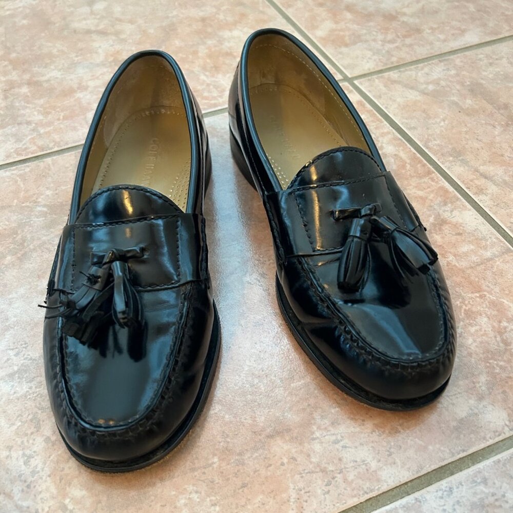 Cole Haan Men's Black Pinch Tassel size 8 Leather Loafers